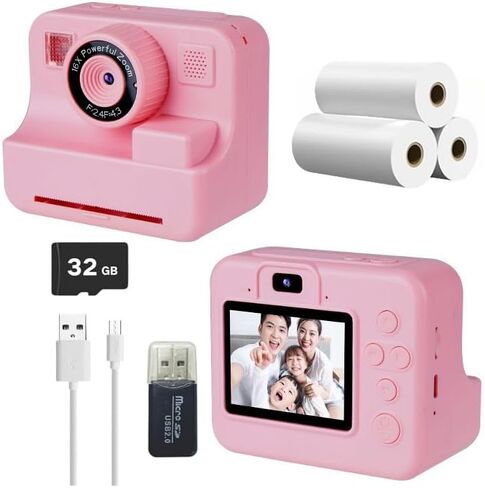 Instant Print Camera for Kids,2.4 Inch Screen Kids Instant Cameras, Christmas Birthday Gifts Portable Kid’s Toy for Girls Boys Age 3-12 Years (Green) in Saudi Arabia