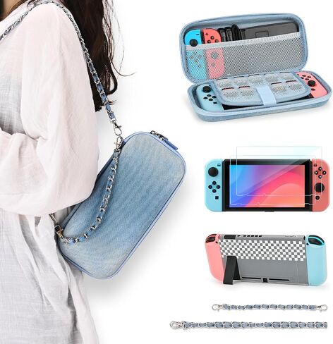 Younik Switch Case for Switch 2017, Portable Switch Carrying Case, 14 in 1 Accessories Kit with Switch Travel Case, Screen Protector, Cover, Game Card Case and Strap in Saudi Arabia