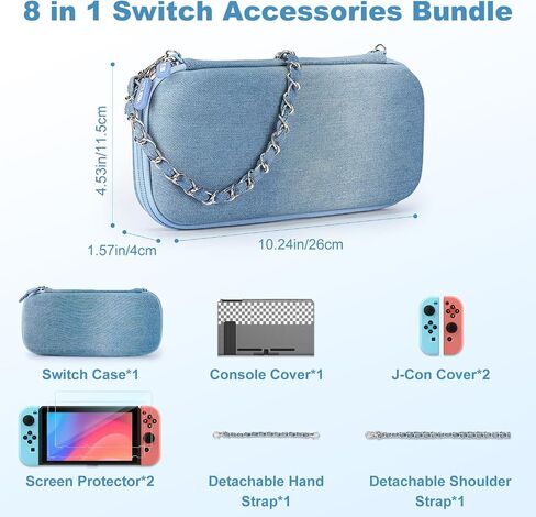 Younik Switch Case for Switch 2017, Portable Switch Carrying Case, 14 in 1 Accessories Kit with Switch Travel Case, Screen Protector, Cover, Game Card Case and Strap in Saudi Arabia