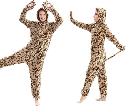 familus Cheetah Cow Costume Adult Women Men Halloween Costumes Unisex Animal Cow Leopard Jaguar Onesie Costumes Pajamas in Saudi Arabia