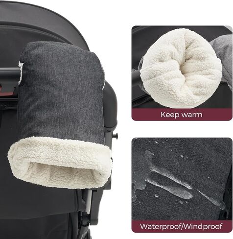 Momcozy Universal Stroller Gloves Warmmuffs | Winter Anti-Freeze Stroller Mittens | Winter Handmuff Stroller Accessories | Ultra-Plush,Weather-Proof | Foldable Adjustable | Shopping Golf Pet Cart in Saudi Arabia