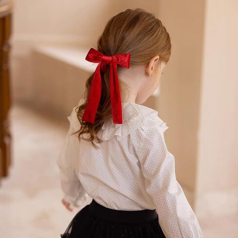 Yellow Velvet Ribbon Hair Bows 5" Soft Velvet Bow Alligator Clip Barrettes Toddler Teen Long Tail Ponytail Knot Bows Hair Accessories for Little School Girls Kids Baby in Saudi Arabia