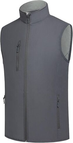 Men's Softshell Vest Fleece-Lined Windproof Sleeveless Jacket for Travel Hiking Fishing Running Golf in Kuwait