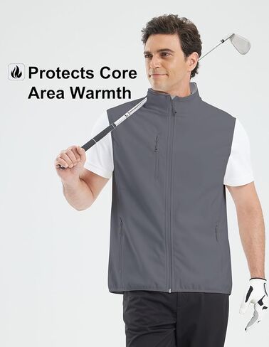 Men's Softshell Vest Fleece-Lined Windproof Sleeveless Jacket for Travel Hiking Fishing Running Golf in Kuwait