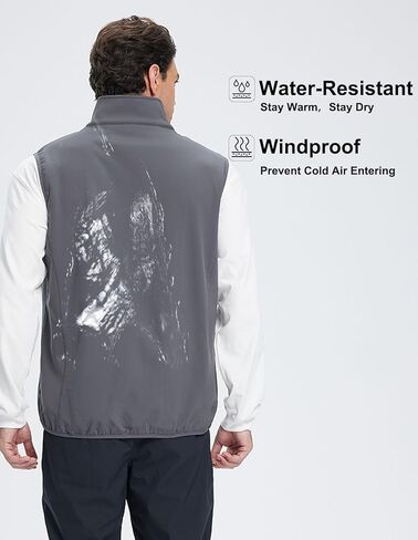 Men's Softshell Vest Fleece-Lined Windproof Sleeveless Jacket for Travel Hiking Fishing Running Golf in Kuwait