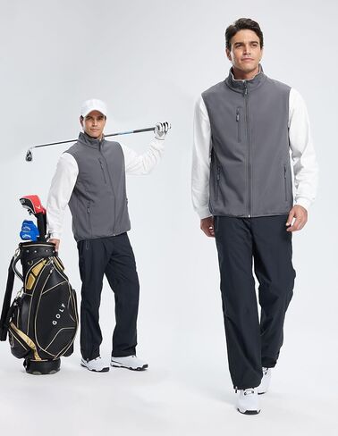 Men's Softshell Vest Fleece-Lined Windproof Sleeveless Jacket for Travel Hiking Fishing Running Golf in Kuwait