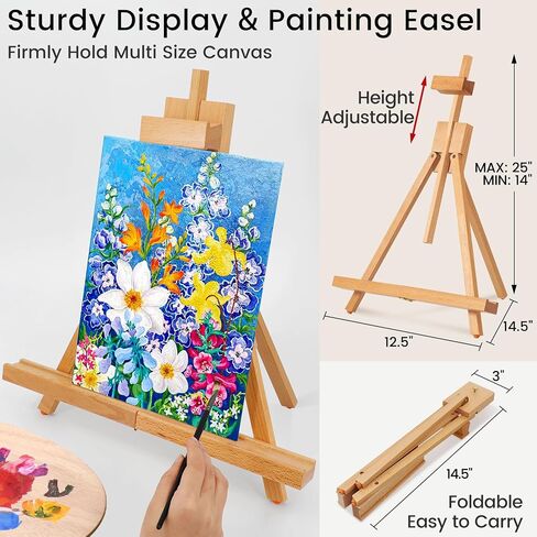 ARTALLY Acrylic Paint Set for Adults & Kids, 62 Pcs Canvas Painting Kits, 32 Colors Acrylic Paint (22ML),Table Easel,Brushes,Canvas, Art Painting Supplies Kit for Students,Artists,Beginners in Kuwait