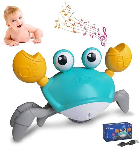 Crawling Crab Baby Toy Crab Toys for Kids with Music and LED Lights Can Automatically Avoid Obstacles Gifts for Baby Boys and Girls Over 36 Months Old in Saudi Arabia