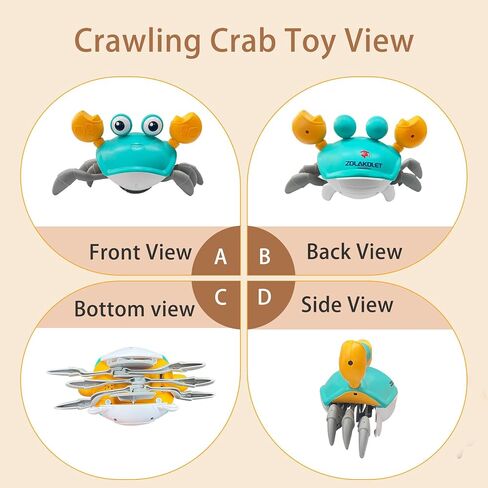 Crawling Crab Baby Toy Crab Toys for Kids with Music and LED Lights Can Automatically Avoid Obstacles Gifts for Baby Boys and Girls Over 36 Months Old in Saudi Arabia