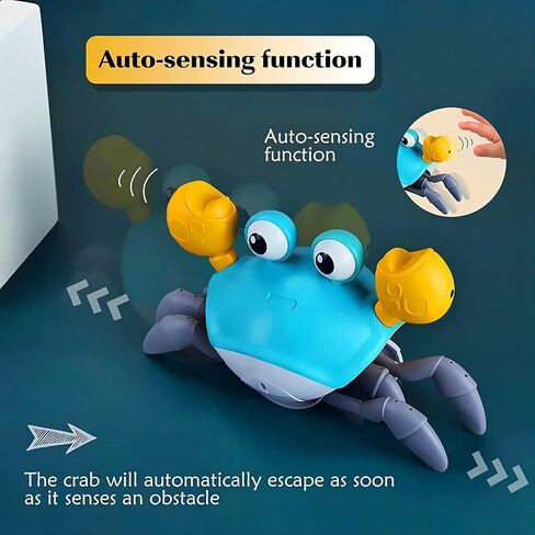 Crawling Crab Baby Toy Crab Toys for Kids with Music and LED Lights Can Automatically Avoid Obstacles Gifts for Baby Boys and Girls Over 36 Months Old in Saudi Arabia