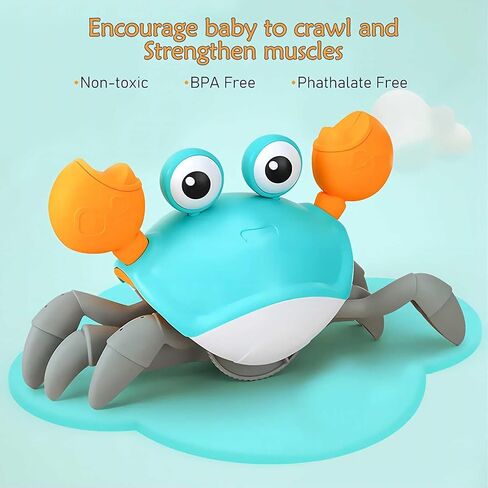 Crawling Crab Baby Toy Crab Toys for Kids with Music and LED Lights Can Automatically Avoid Obstacles Gifts for Baby Boys and Girls Over 36 Months Old in Saudi Arabia