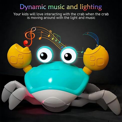 Crawling Crab Baby Toy Crab Toys for Kids with Music and LED Lights Can Automatically Avoid Obstacles Gifts for Baby Boys and Girls Over 36 Months Old in Saudi Arabia