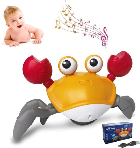 Crawling Crab Baby Toy Crab Toys for Kids with Music and LED Lights Can Automatically Avoid Obstacles Gifts for Baby Boys and Girls Over 36 Months Old in Saudi Arabia