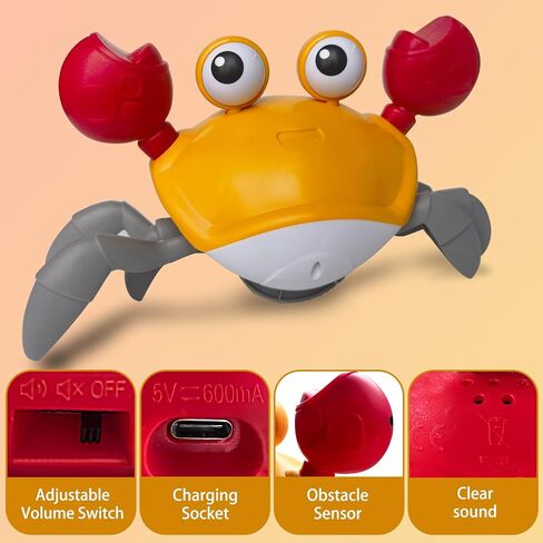 Crawling Crab Baby Toy Crab Toys for Kids with Music and LED Lights Can Automatically Avoid Obstacles Gifts for Baby Boys and Girls Over 36 Months Old in Saudi Arabia