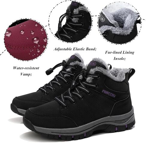Moodeng Women's Winter Snow Boots Outdoor Hiking Boots Warm Waterproof Ankle Booties for Walking and Anti-Slip in Saudi Arabia