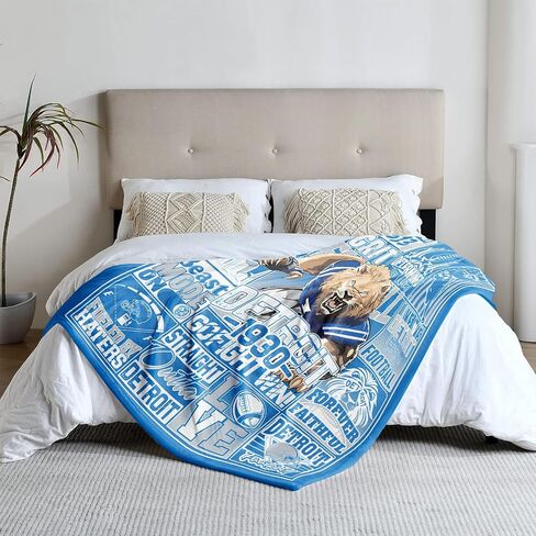 Detroit Football Throw Blanket Football Fan Gifts for Men Women Kids Football Style Flannel Blanket Super Cozy Soft Living Room 60"x50" in Kuwait