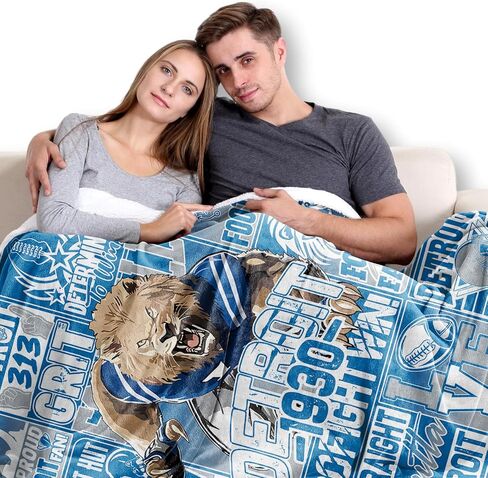 Detroit Football Throw Blanket Football Fan Gifts for Men Women Kids Football Style Flannel Blanket Super Cozy Soft Living Room 60"x50" in Kuwait