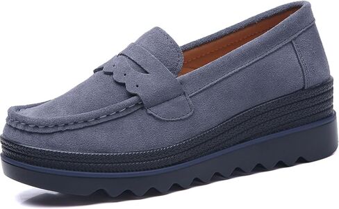 Women's Fashion Thick Sole Suede Orthopedic Loafers Non-Slip Platform Arch Support Lightweight Walking Shoes in Saudi Arabia