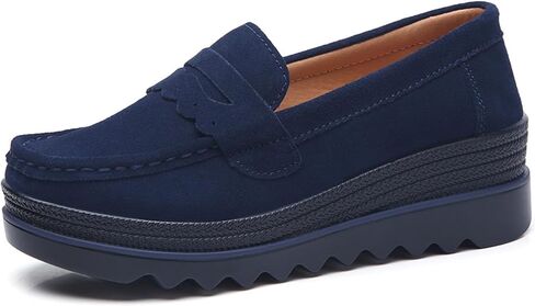 Women's Fashion Thick Sole Suede Orthopedic Loafers Non-Slip Platform Arch Support Lightweight Walking Shoes in Saudi Arabia