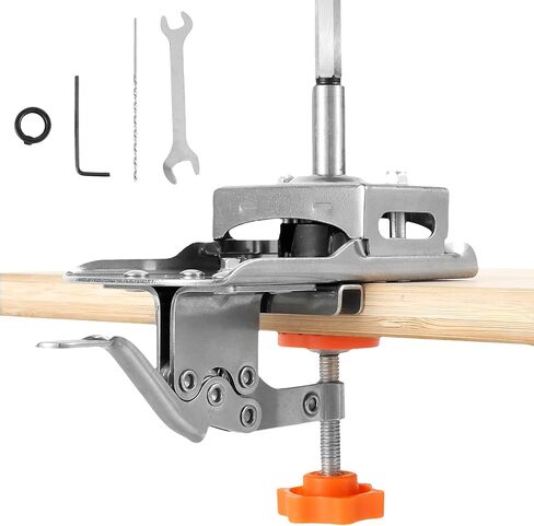 Concealed Door Hinge Jig 35mm Stainless Steel Locking Cabinet Hinge Jig Accurate Hinge Drilling Jig Guide Adjustable Puncher Locator Hole Drilling Positioning Tool for Cabinet US(Loser,silver) in Kuwait