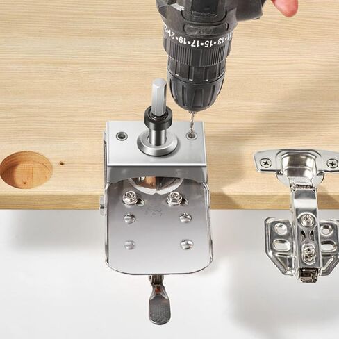 Concealed Door Hinge Jig 35mm Stainless Steel Locking Cabinet Hinge Jig Accurate Hinge Drilling Jig Guide Adjustable Puncher Locator Hole Drilling Positioning Tool for Cabinet US(Loser,silver) in Kuwait