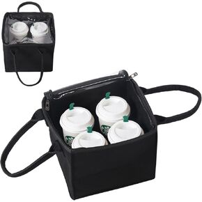 Portable Drink Carrier Drink Caddy 6 Cups Collapsible Coffee Cup Carrier with Handles Reusable Drink Carrier for Delivery, Take Out, Travel