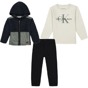 Calvin Klein baby-boys 3pc Sherpa Shacket Pant Set