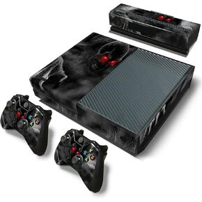 Protective Vinyl Skin Decal Cover for Xbox One Console Wrap Sticker Skins with Two Free Wireless Controller - Black Devil