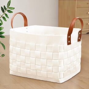 BOLDMONEKY Blankets Basket 16.5" x13 " x13 ", Large Storage Baskets for Organizing Rectangular, Living Room Dog Toy Bin for Dirty Clothes, Pillows, Towel-Light Gray