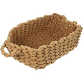 Zerodeko Hamper Sundries Organizer Cotton Rope Storage Basket Small Woven Basket Storage Bins Decorative Woven Basket with Handles Cube Storage Organizer for Nursery Towel White