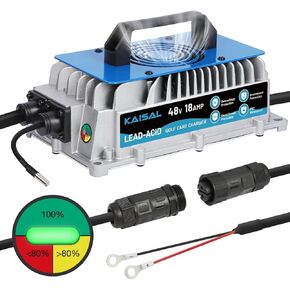 EZGO Golf Cart Charger 48 Volt 18 AMP Golf Cart Battery Charger 1250W for 48V EZGO RXV & TXT IP67 Waterproof 48V EZGO Charger 4-6 hrs Full Charge, 16FT Cable, for Lead-Acid/AGM/Gel Battery