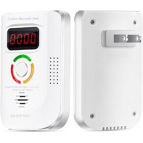 Carbon Monoxide Detector AC Plug in, CO Gas Monitor Alarm for Travel Plug in Wall, CO Sensor Detector with LED Digital Display for Home,Depot,Test Button (1)