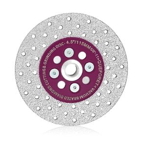 4-1/2 Inch (115mm) Diamond Cutting Grinding Disc - Saw Blade for Cutting and Polishing Granite Marble Concrete Porcelain Tile, 5/8-11 Flange for Angle Grinder