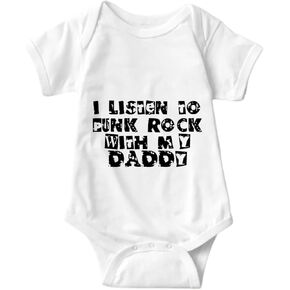 I Listen to Punk Rock with My Daddy Baby Bodysuit Newborn Outfits Baby Romper Infant One Piece Outfits
