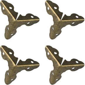 METALLIXITY Box Corner Protectors Decorative(19mm/0.75") 4Pcs, Metal Wood Case Edge Guard - for Furniture Table Wood Case, Bronze