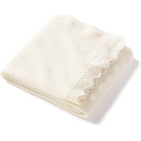 State Cashmere Luxe Scalloped Hem Lightweight Throw Blanket 100% Pure Cashmere Ultra Soft Accent Blanket for Couch, Sofa, & Bed (Undyed White, 40"x30") in Kuwait