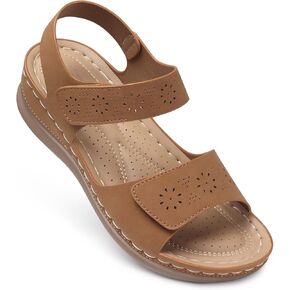 SHIBEVER Flat Sandals for Women Dressy: Comfortable Flats Sandals Women - Open Toe Ankle Strap Walking Shoes Summer