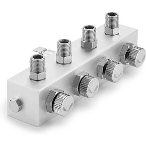 PointZero Airbrush Manifold 4-Way Air Hose Splitter 1/8 in BSP Taps