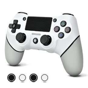 EasEasy Wireless Controller Compatible for PS4, Dual Vibration P4 Controller with 1000mAh Battery & 6-axis Gyro Sensor for P4/Pro/Slim/PC Remote Controller with Cute Thumb Grip Caps