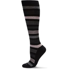 MeMoi Unisex Black Multi Striped Cotton Blend 15-20mmHg Graduated Compression Socks Black-Pink 9-11