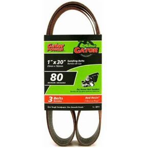 Gator Finishing 3211 80 Grit Aluminum Oxide Sanding Belts (3 Pack), 1" x 30"