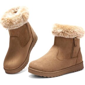 BENPAO Women's Winter Boots Fuzzy Snow Boots for Women Mini Short Suede Boots Warm Fur Boots Ankle booties with Zipper
