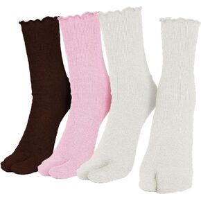 Women's Tabi 2 Toe Ruffle Frilly Flip Flop Socks Pack of 3