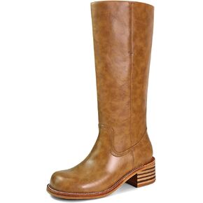 Women's Knee High Boots Square Toe Chunky Block Heel Long Boots for Women Comfortable Low Heel Womens Boots in Saudi Arabia