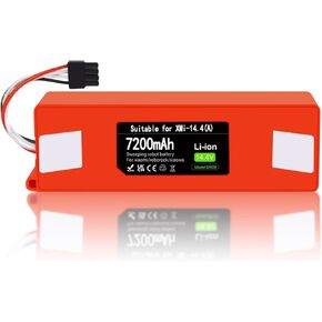 بطارية ليثيوم أيون مطورة 7200 مللي أمبير في الساعة 14.4 فولت لـ Roborock S4 S5 S6 S7 Q7 Max S50 S60 S70، T4 T6 T7 T60 T65، لـ Xiaowa E20 E25 E35 C10، لـ Xiaomi Mijia/Mi الجيل الأول والثاني من المكنسة الكهربائية الروبوتية