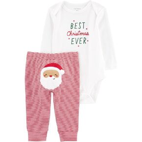 Carter's Baby Boys and Girls 2-Piece Holiday Bodysuit and Pants Sets (Best Christmas Ever, 6 Months)