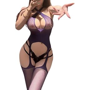 Hollow Out Fishnet Mini Dress Stripes Perspective Mesh Swimsuit Cover Up Bodycon + Sexy Stockings