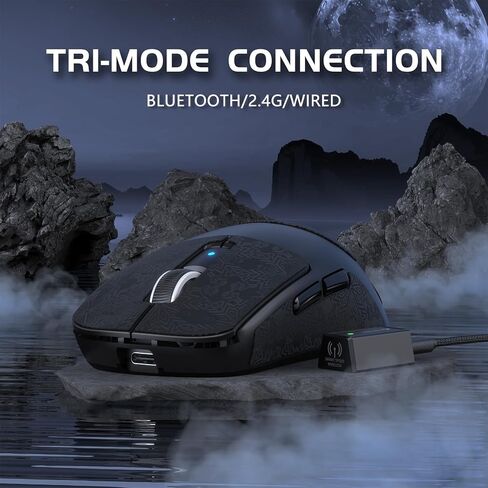Attack Shark R6 Lightweight Wireless Gaming Mouse,PAW 3950Max Sensor Computer Mouse with Nordic 52480,8KHz Polling,42K DPl,OMRON Optaicl Switch,USB-C Charging,7 Programmable Buttons(Black & Sticker) in Saudi Arabia
