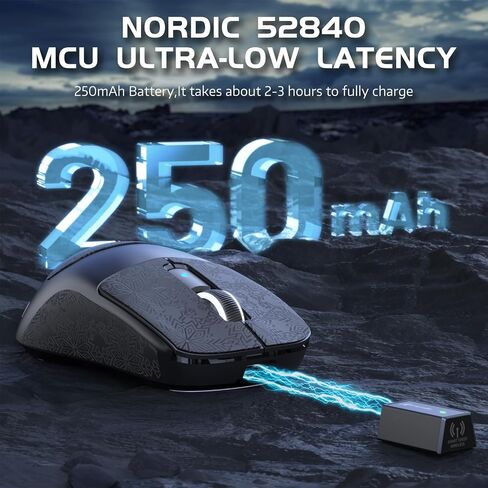 Attack Shark R6 Lightweight Wireless Gaming Mouse,PAW 3950Max Sensor Computer Mouse with Nordic 52480,8KHz Polling,42K DPl,OMRON Optaicl Switch,USB-C Charging,7 Programmable Buttons(Black & Sticker) in Saudi Arabia