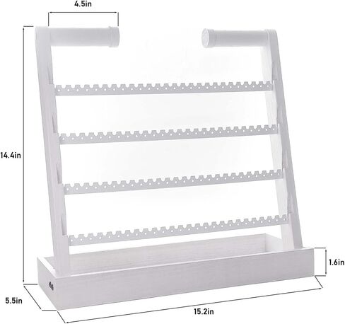 منظم القرط والمجوهرات، رف حامل القرط الخشبي الريفي، أقراط مسمارية وحوامل أقراط حلقية، منظم حامل المجوهرات مع 212 فتحة شجرة قرط هدايا للنساء (عتيق) in Kuwait